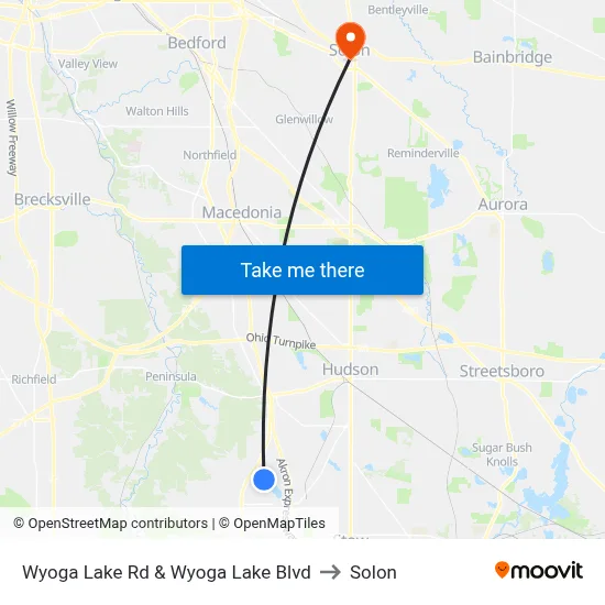 Wyoga Lake Rd & Wyoga Lake Blvd to Solon map