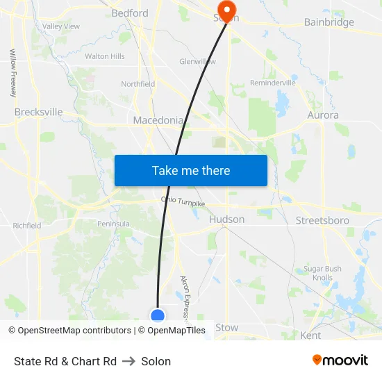 State Rd  &  Chart Rd to Solon map
