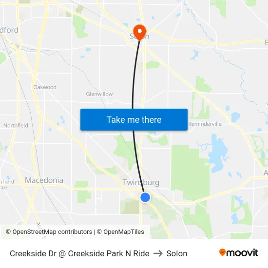 Creekside Dr @ Creekside Park N Ride to Solon map
