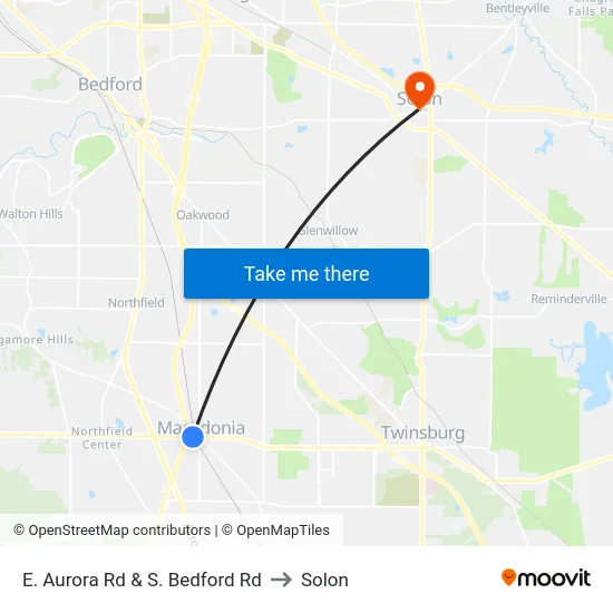 E. Aurora Rd & S. Bedford Rd to Solon map