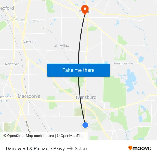 Darrow Rd & Pinnacle Pkwy to Solon map