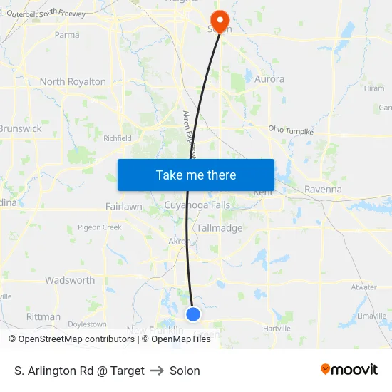 S. Arlington Rd @ Target to Solon map