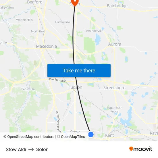 Stow Aldi to Solon map