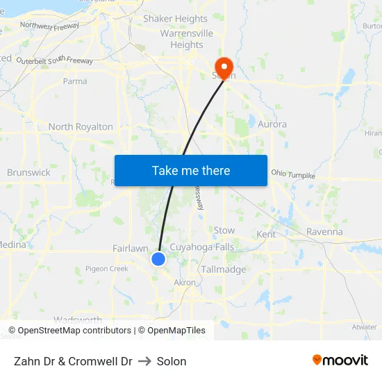 Zahn Dr  & Cromwell Dr to Solon map