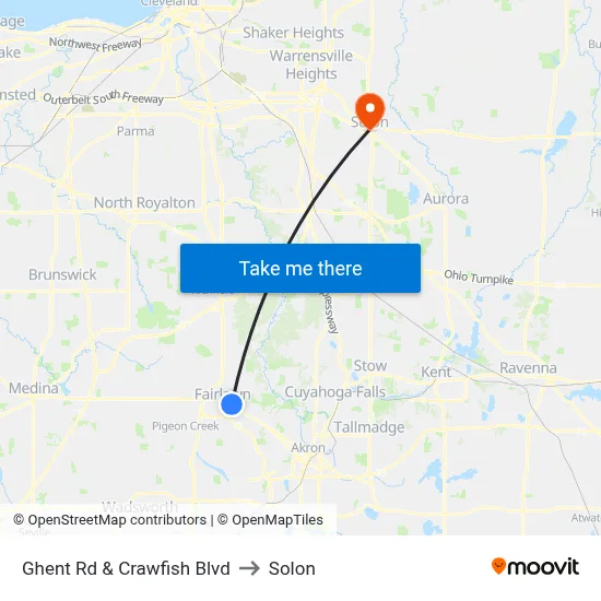 Ghent Rd & Crawfish Blvd to Solon map