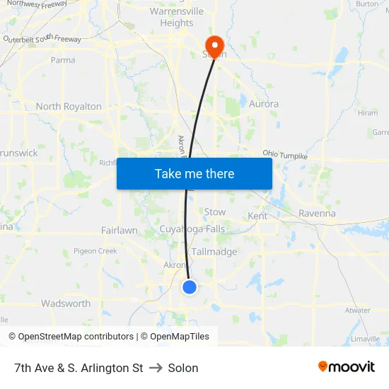 7th Ave & S. Arlington St to Solon map