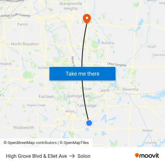 High Grove Blvd & Ellet Ave to Solon map