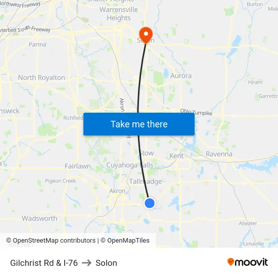 Gilchrist Rd & I-76 to Solon map