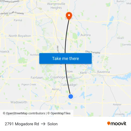 2791 Mogadore Rd to Solon map