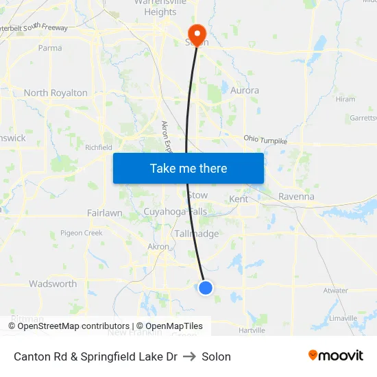 Canton Rd & Springfield Lake Dr to Solon map