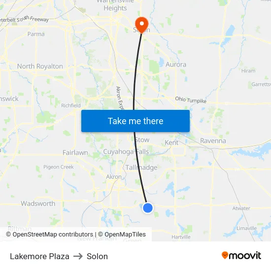 Lakemore Plaza to Solon map