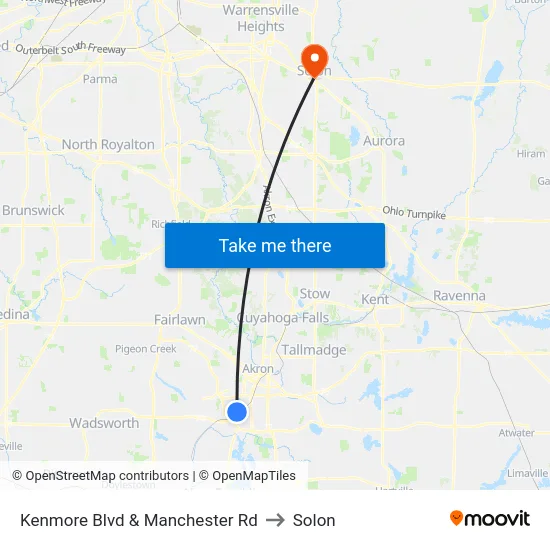 Kenmore Blvd  & Manchester Rd to Solon map
