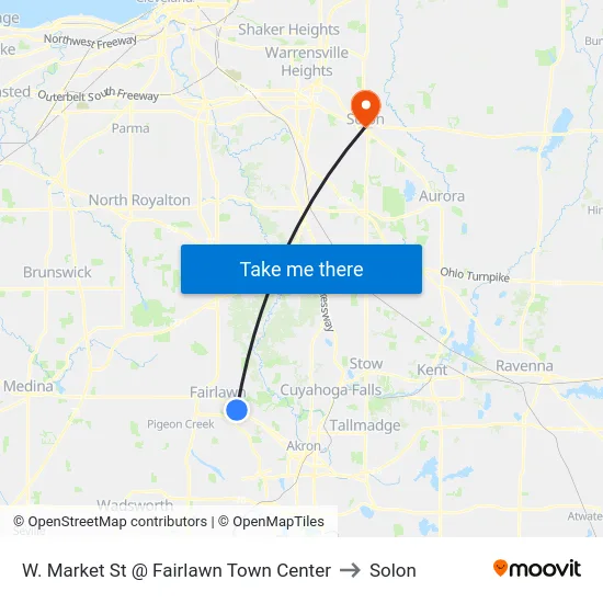 W. Market St @ Fairlawn Town Center to Solon map
