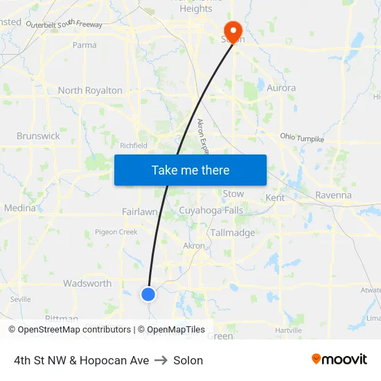 4th St NW & Hopocan Ave to Solon map