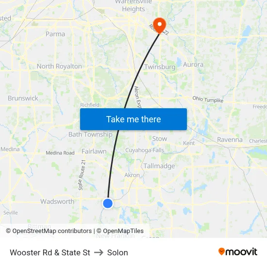 Wooster Rd & State St to Solon map