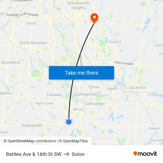 Battles Ave & 16th St SW to Solon map