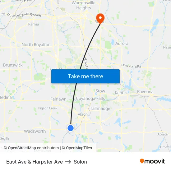 East Ave & Harpster Ave to Solon map