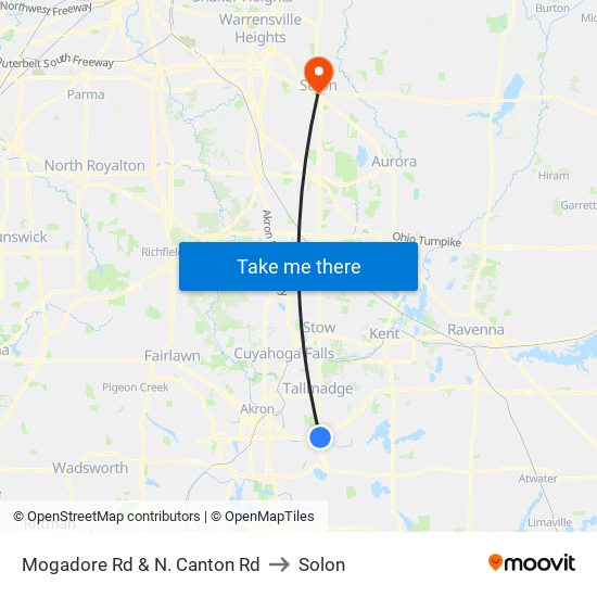 Mogadore Rd & N. Canton Rd to Solon map