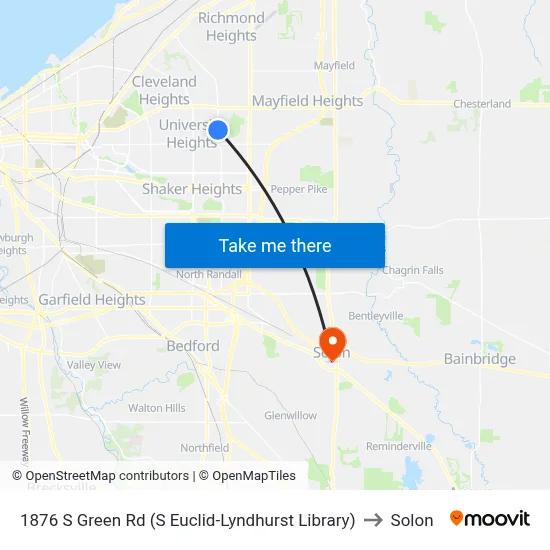1876 S Green Rd (S Euclid-Lyndhurst Library) to Solon map