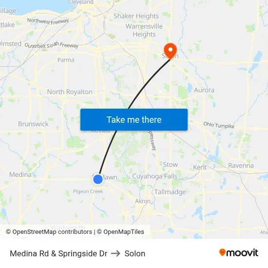 Medina Rd & Springside Dr to Solon map