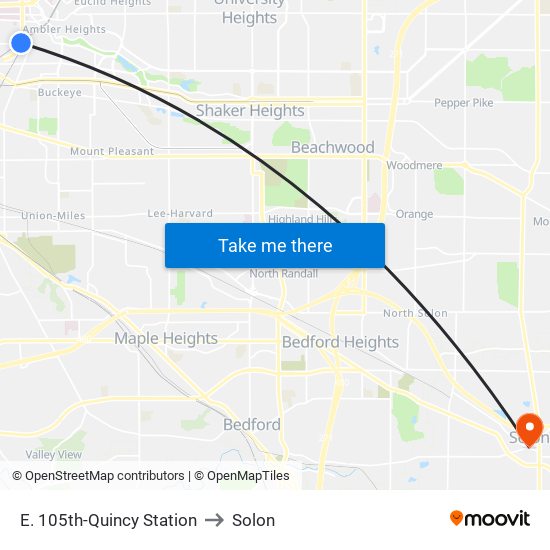 E. 105th-Quincy Station to Solon map