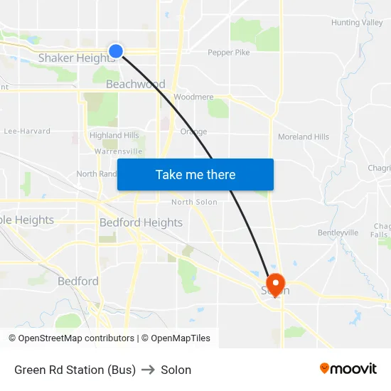 Green Rd Station (Bus) to Solon map