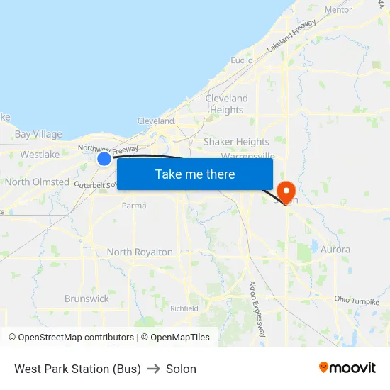 West Park Station (Bus) to Solon map