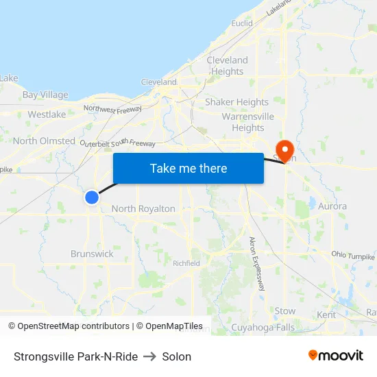 Strongsville Park-N-Ride to Solon map