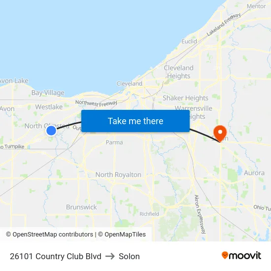 26101 Country Club Blvd to Solon map