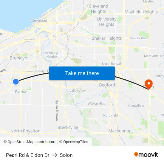 Pearl Rd & Eldon Dr to Solon map