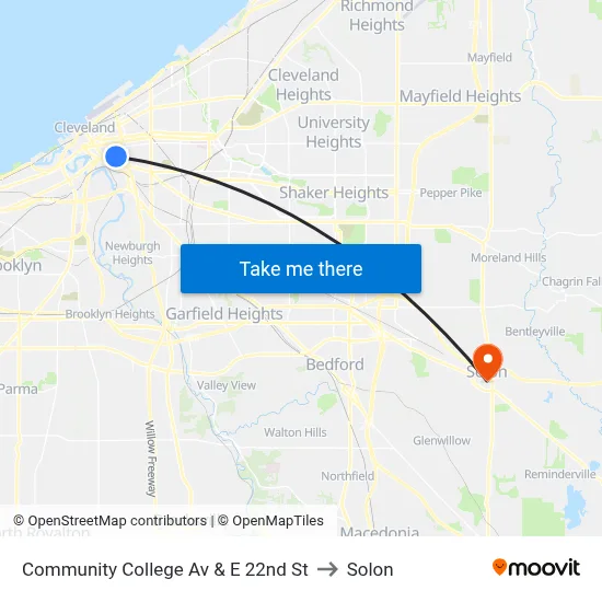 Community College Av & E 22nd St to Solon map