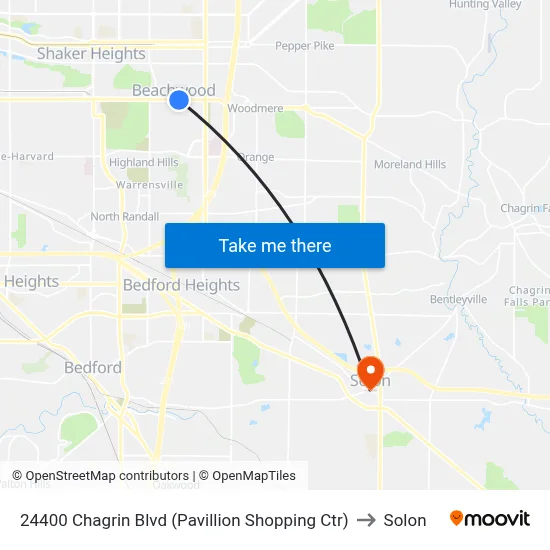 24400 Chagrin Blvd (Pavillion Shopping Ctr) to Solon map