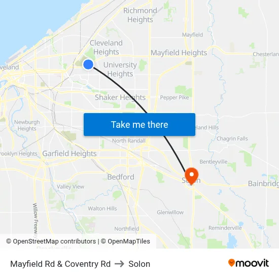 Mayfield Rd & Coventry Rd to Solon map