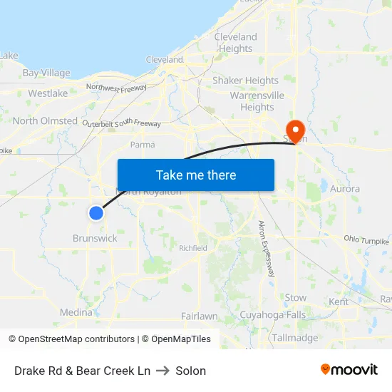 Drake Rd & Bear Creek Ln to Solon map