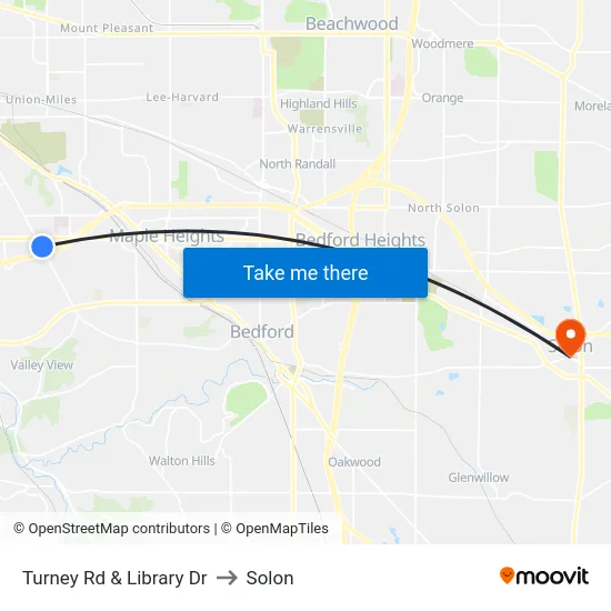 Turney Rd & Library Dr to Solon map