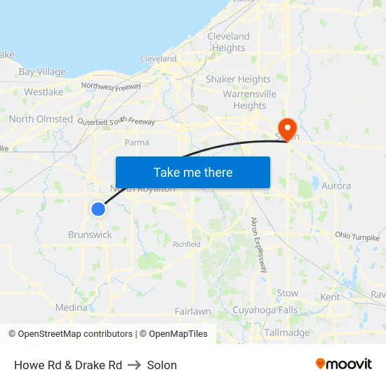 Howe Rd & Drake Rd to Solon map
