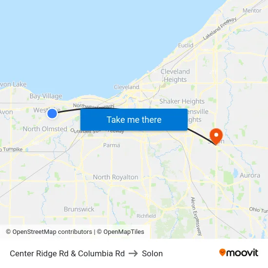 Center Ridge Rd & Columbia Rd to Solon map