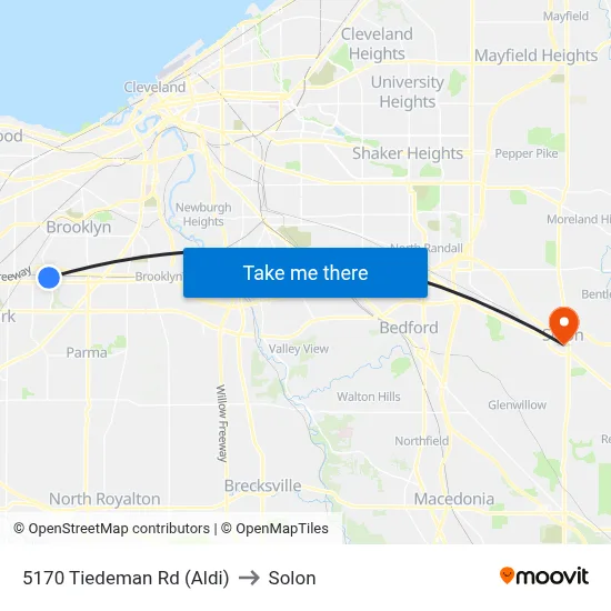 5170 Tiedeman Rd (Aldi) to Solon map