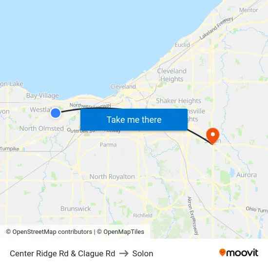 Center Ridge Rd & Clague Rd to Solon map