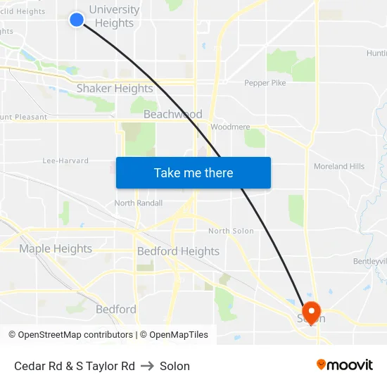 Cedar Rd & S Taylor Rd to Solon map