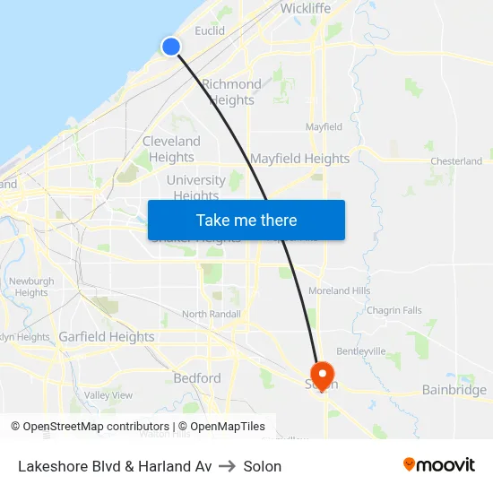 Lakeshore Blvd & Harland Av to Solon map
