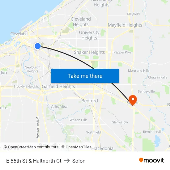 E 55th St & Haltnorth Ct to Solon map
