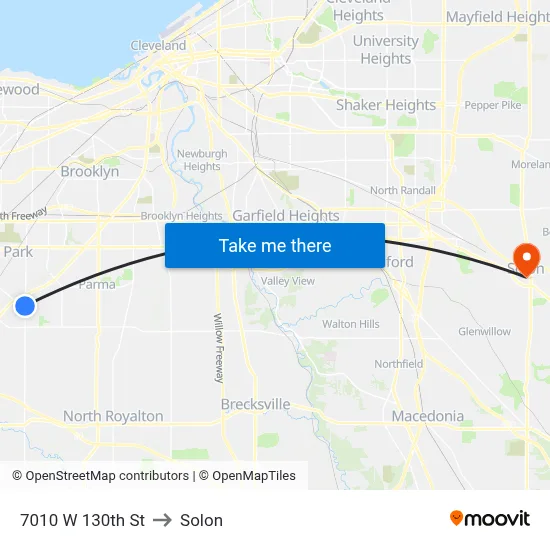 7010 W 130th St to Solon map