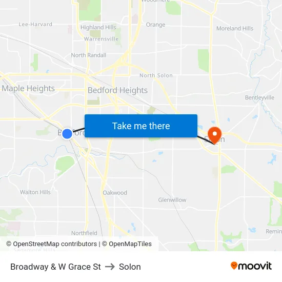 Broadway & W Grace St to Solon map