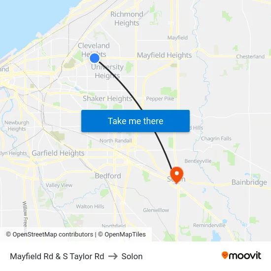 Mayfield Rd & S Taylor Rd to Solon map