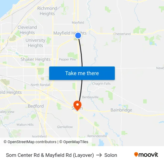 Som Center Rd & Mayfield Rd (Layover) to Solon map