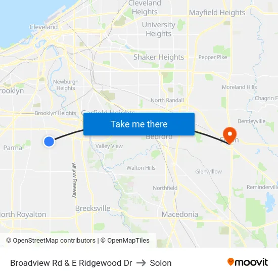 Broadview Rd & E Ridgewood Dr to Solon map