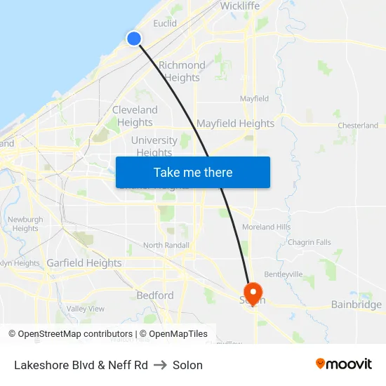 Lakeshore Blvd & Neff Rd to Solon map