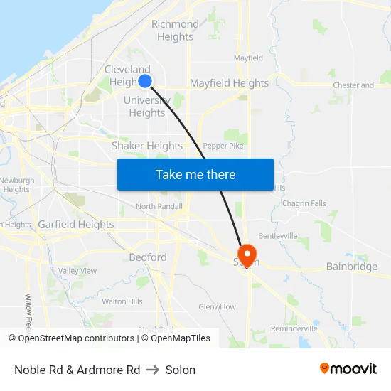 Noble Rd & Ardmore Rd to Solon map