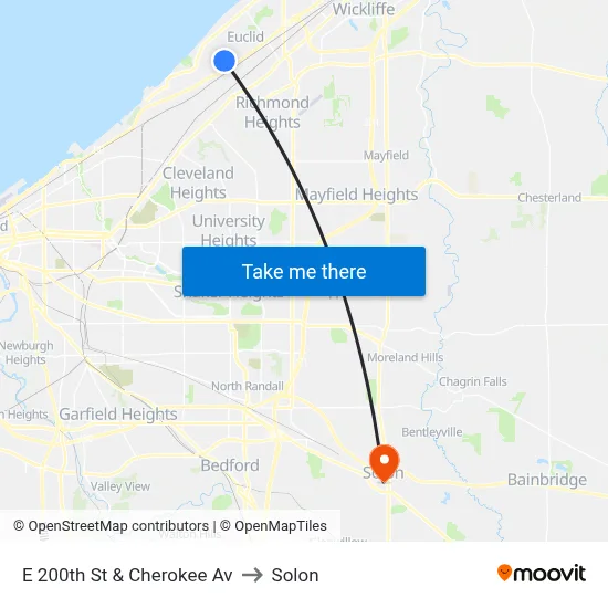 E 200th St & Cherokee Av to Solon map